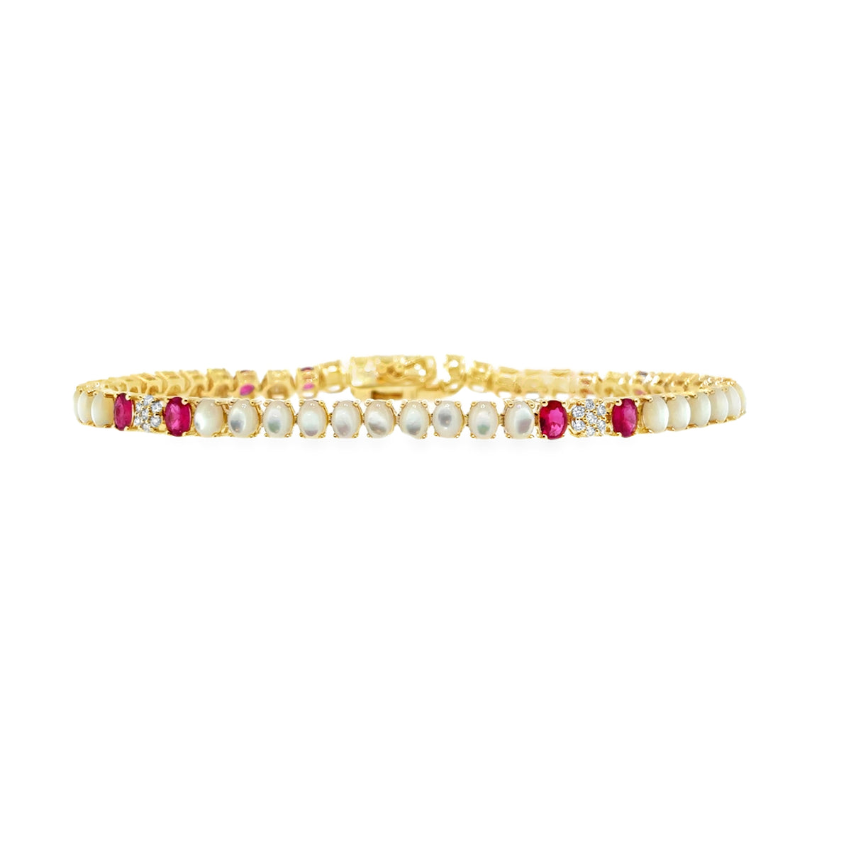 Mother Of Pearl & Ruby Bracelet