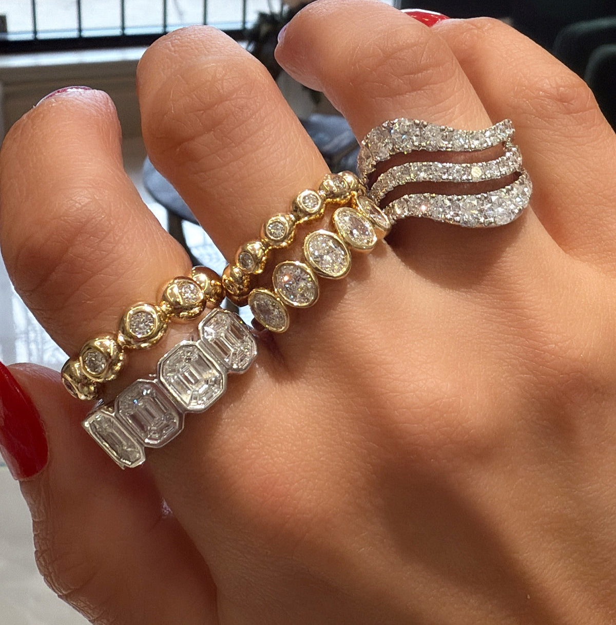 Baguette Emerald Half Eternity Band