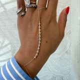 Yellow Gold & Diamond Cluster Hand Chain