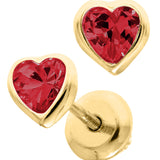 Baby Birthstone Heart Earrings -July