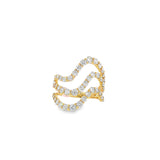 3 Row Diamond Wavy Ring