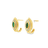 Emerald Gold Bezel Huggies