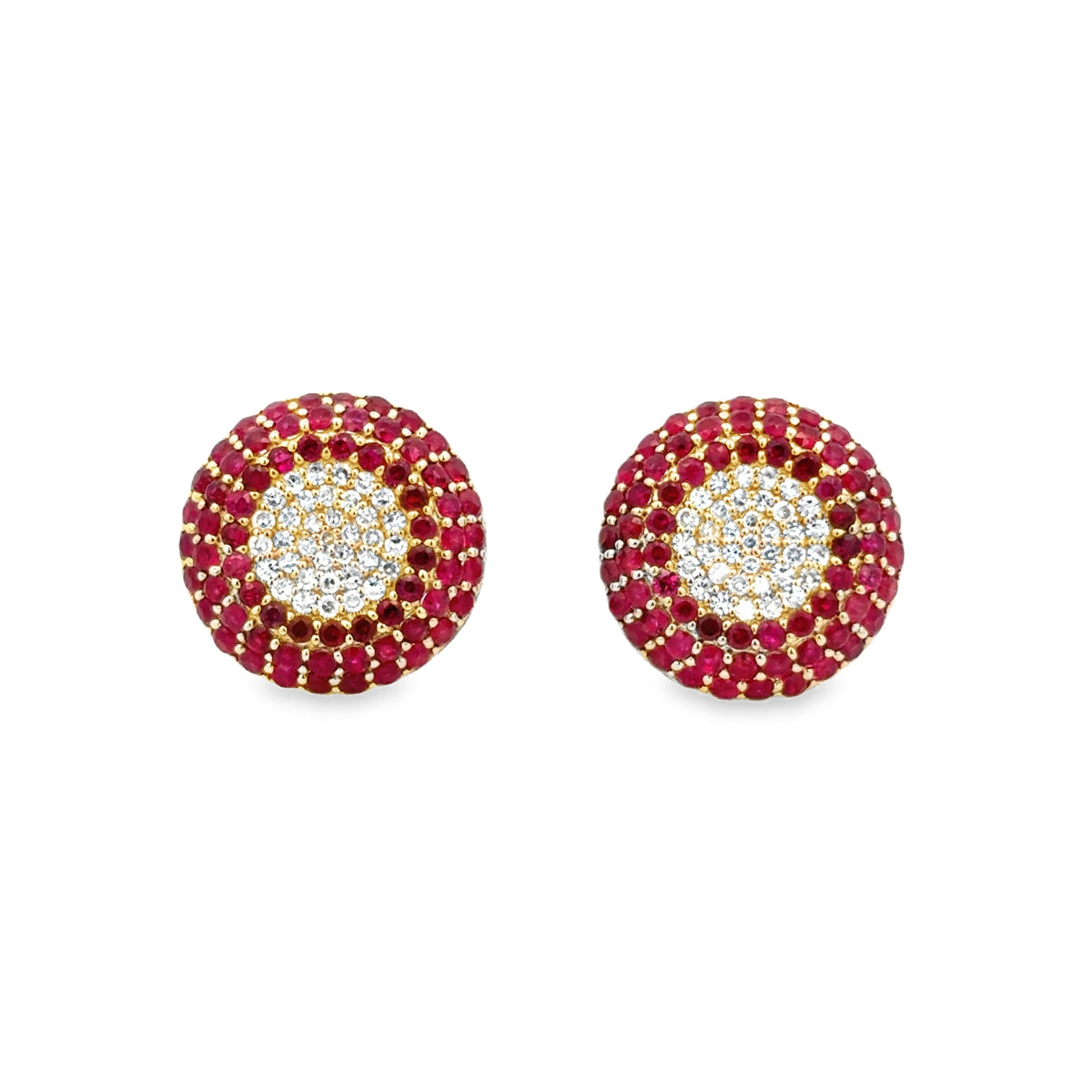 Ruby/Diamond Button Earrings