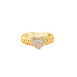Fluted Pave Heart Ring