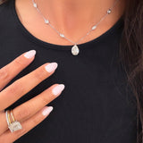 Lab Bezel Pear Necklace with Diamond by Yard Chain