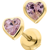 Baby Birthstone Heart Earrings - October