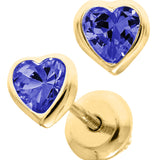 Baby Birthstone Heart Earrings - September