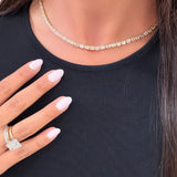 Lab Emerald Diamond Bezel Tennis Necklace