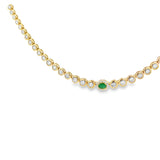 Bezel Tennis Necklace With Emerald Center