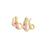 Scattered Diamond Earrings With Pink Sapphire