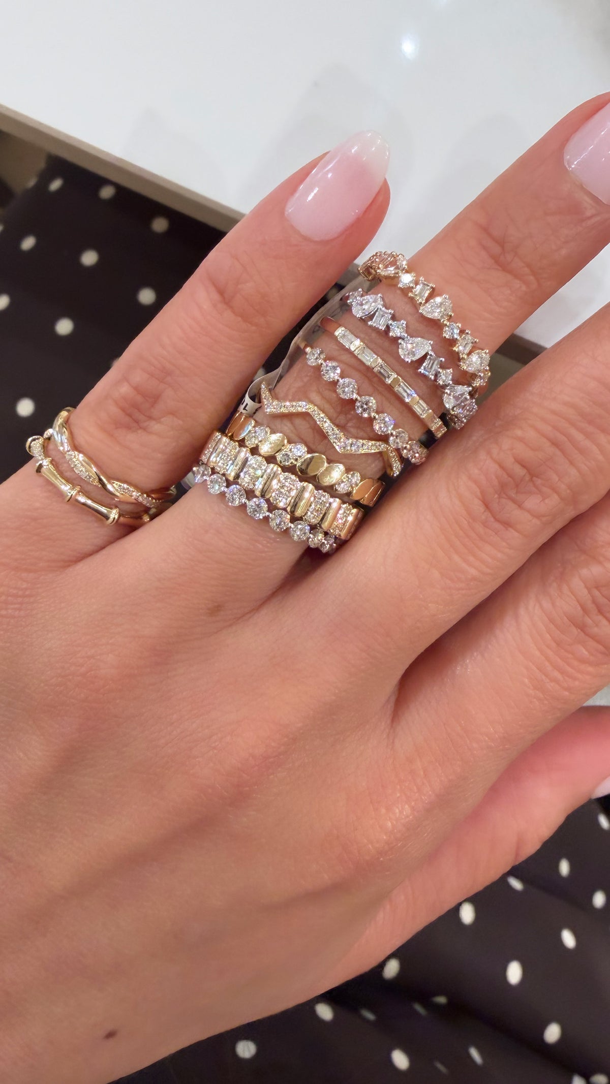 Dainty Round Diamond Stacking Ring- YG