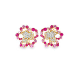 Ruby/Pink Sapphire Flower Earrings