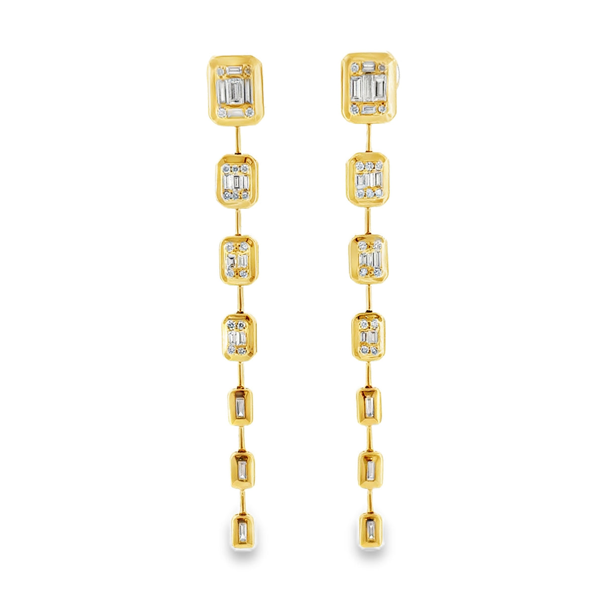 Graduated Baguette Bezel Earrings
