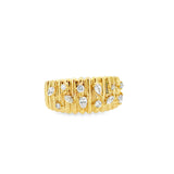 Chunky Gold Fluted Ring With Diamonds