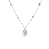 Lab Bezel Pear Necklace with Diamond by Yard Chain