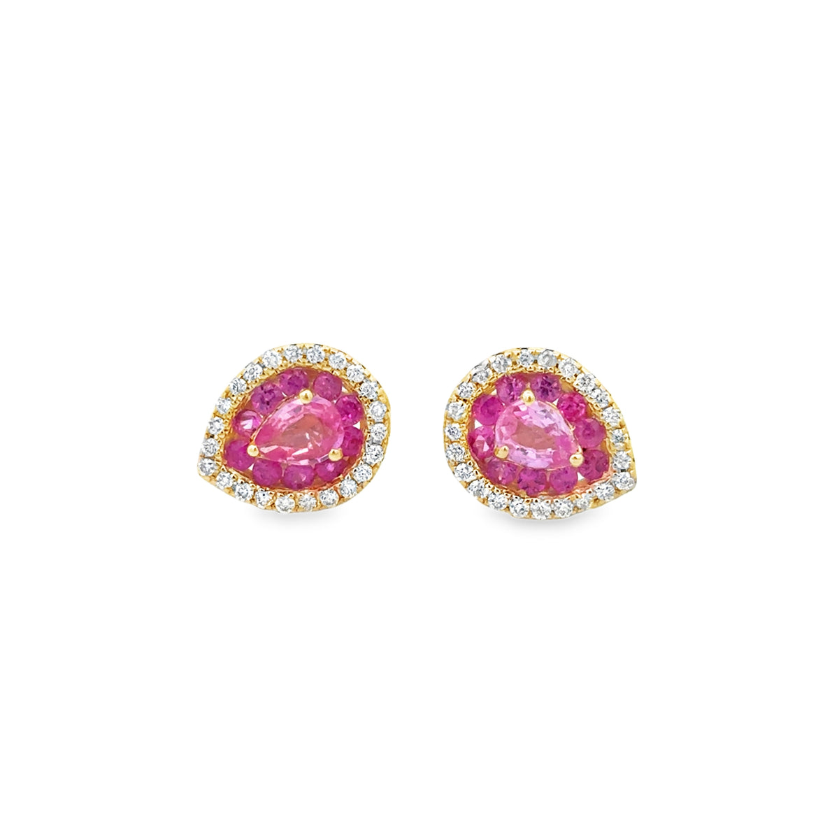 Pink Sapphire Pear Studs