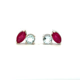 Ruby & Aquamarine Studs