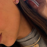 Pink Sapphire Pear Studs