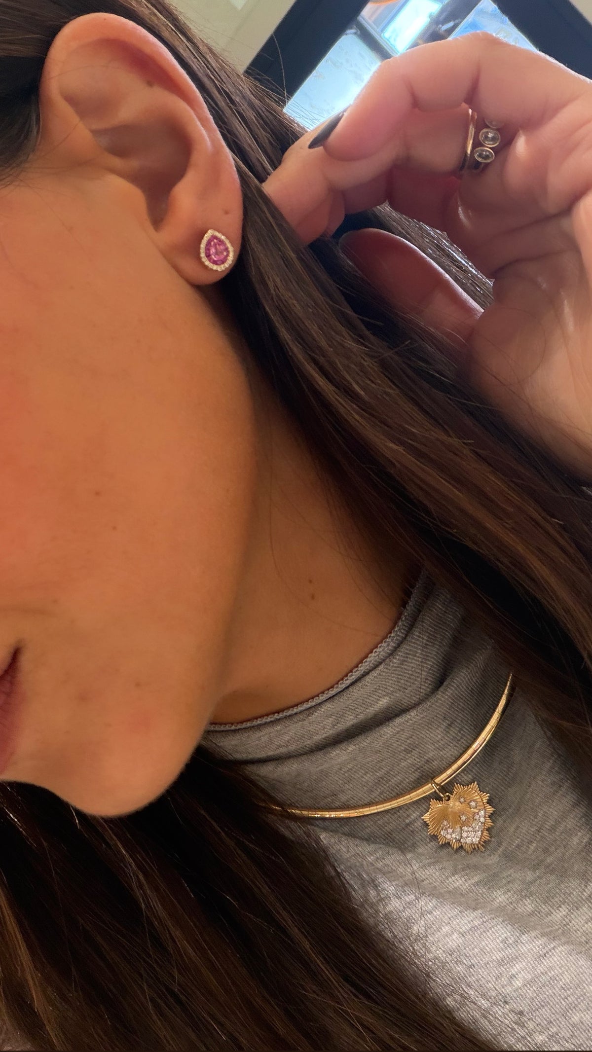 Pink Sapphire Pear Studs