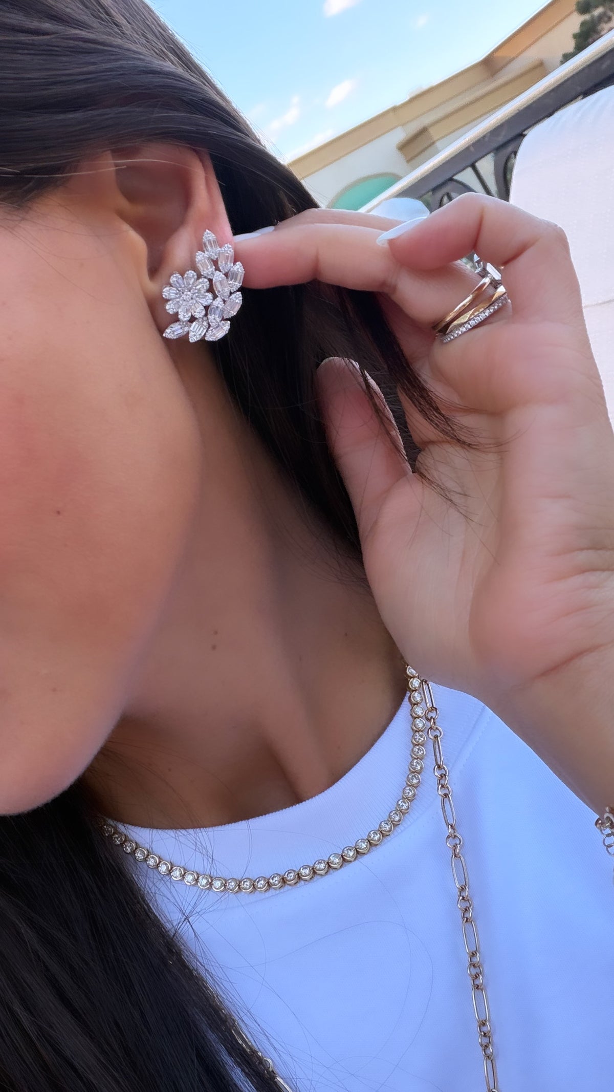 Baguette Diamond Flower Crawlers