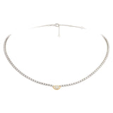 Bezel Tennis Necklace With Yellow Diamond Center Stone