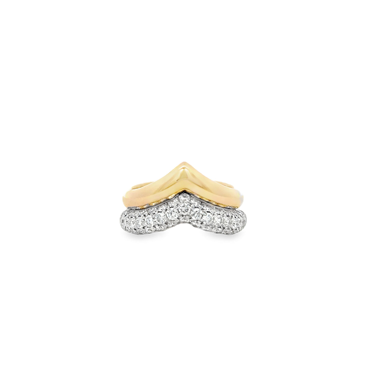 Diamond and Yellow Gold V Ring