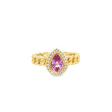 Pink sapphire pear chain ring