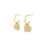 Pave Heart Hanging Huggies