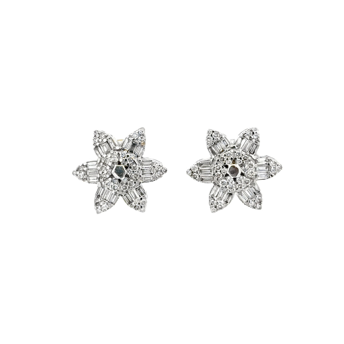 Large Flower Baguette Studs