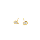Small Pear Bezel Studs YG