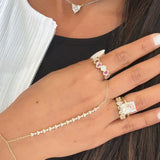 Yellow Gold & Diamond Cluster Hand Chain