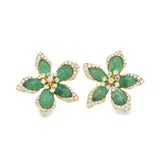 Jade & Diamond Flower Earrings