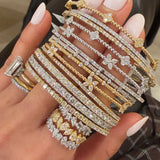 Diamond & Gold Thin Flex Bangle- YG