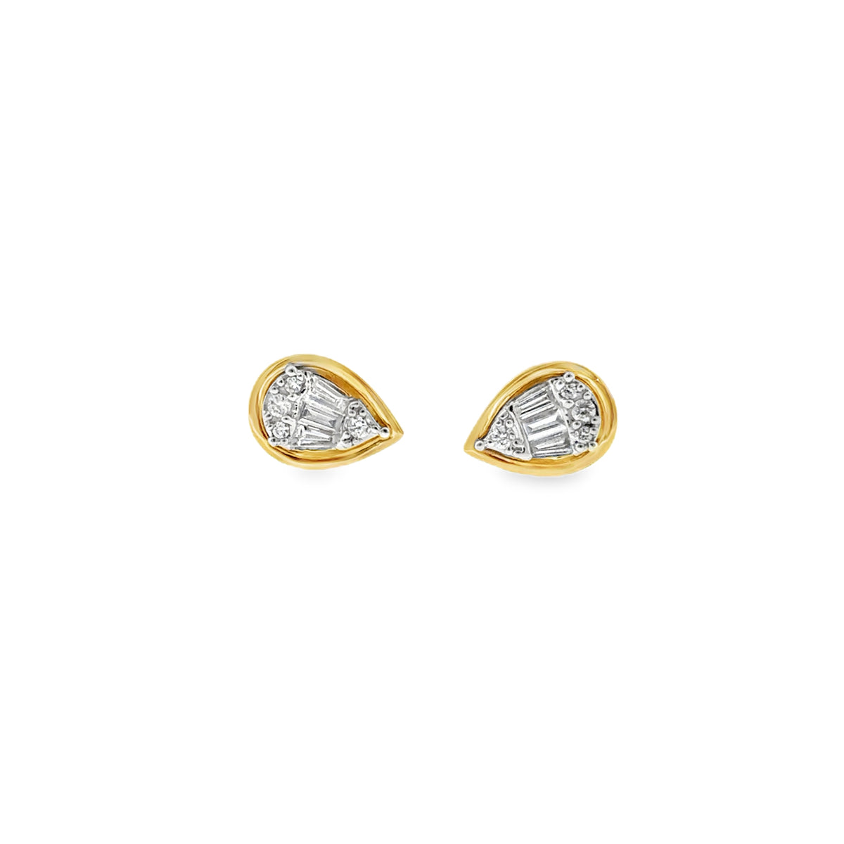 Bezel Pear Studs