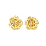Gold Flower Earrings With Diamonds