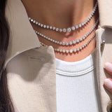 Graduated Diamond Tennis Necklace- YG 5.86 ct