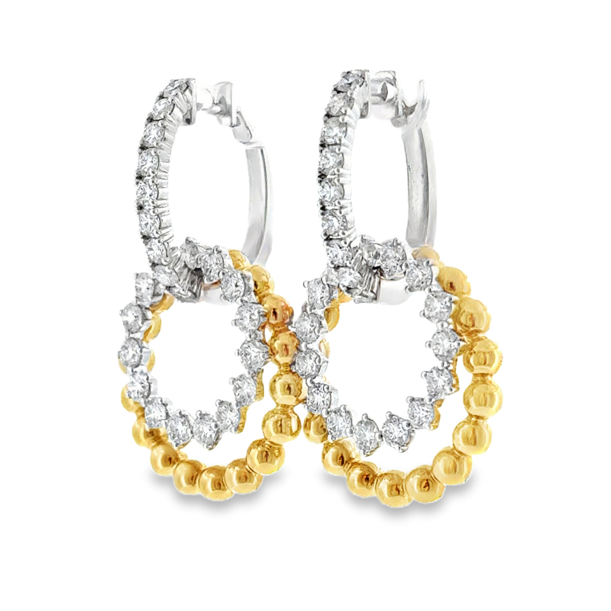 Four Way Diamond & Gold Hoops