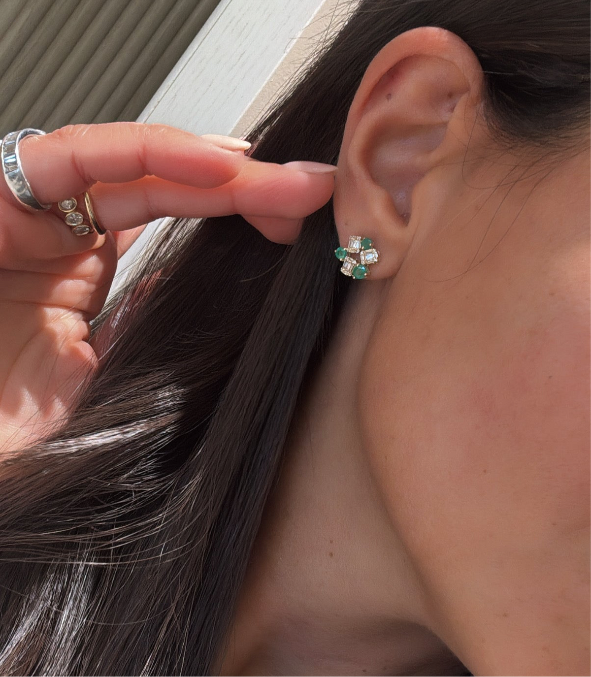Emerald Cluster Studs