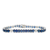 Blue Sapphire With Heart Cluster Tennis Bracelet