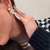 2 in 1 Flower & Diamond Hang Earrings