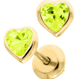 Baby Birthstone Heart Earrings - August
