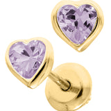 Baby Birthstone Heart Earrings - June
