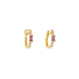 Square Pink Sapphire Mini Huggies