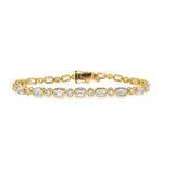 Emerald and Round Diamond Bezel Tennis Bracelet