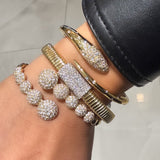 Italian Gold Flexi Bangle With Pave Diamonds