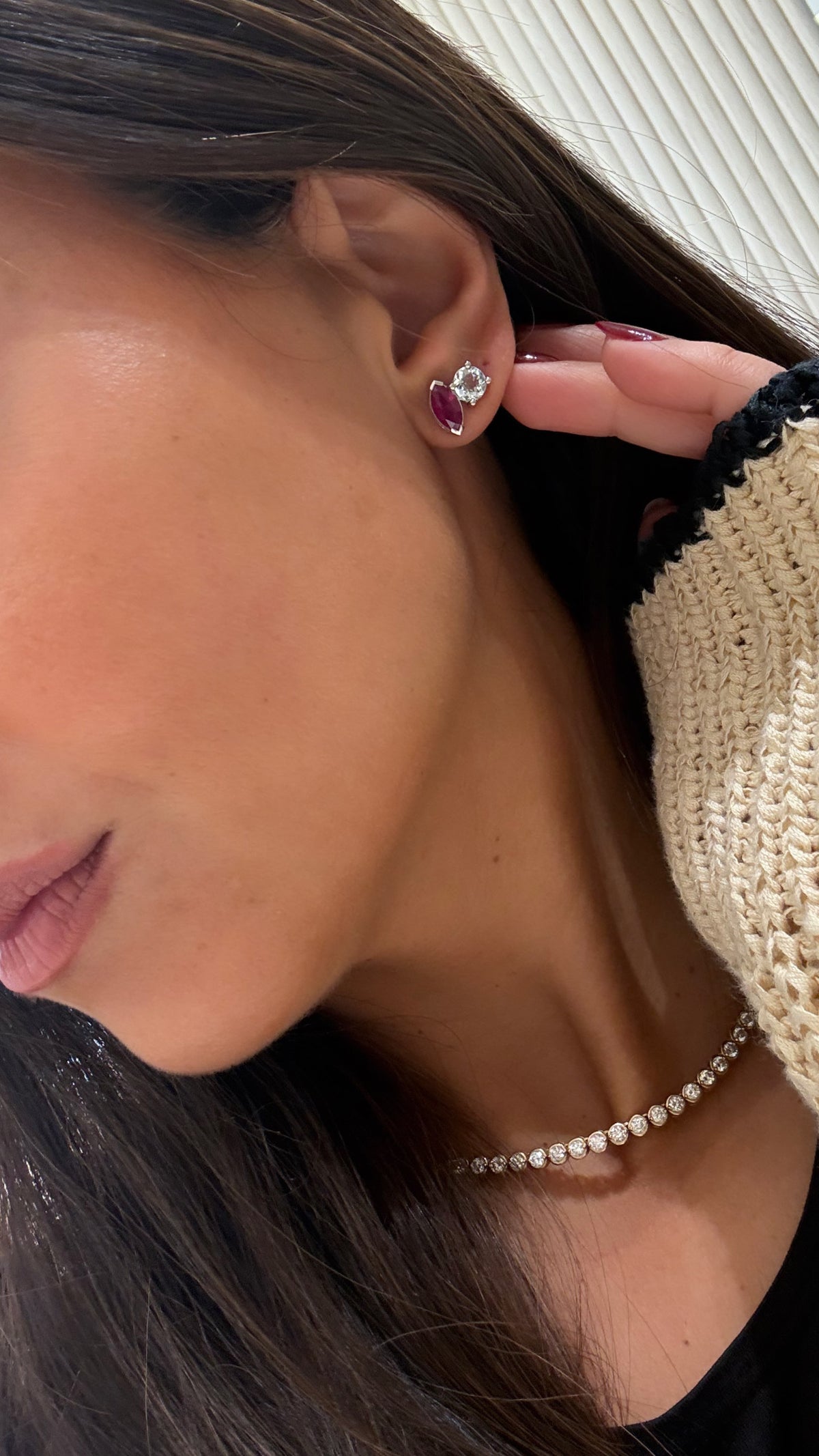 Ruby & Aquamarine Studs