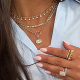 Lab Emerald Diamond Bezel Tennis Necklace