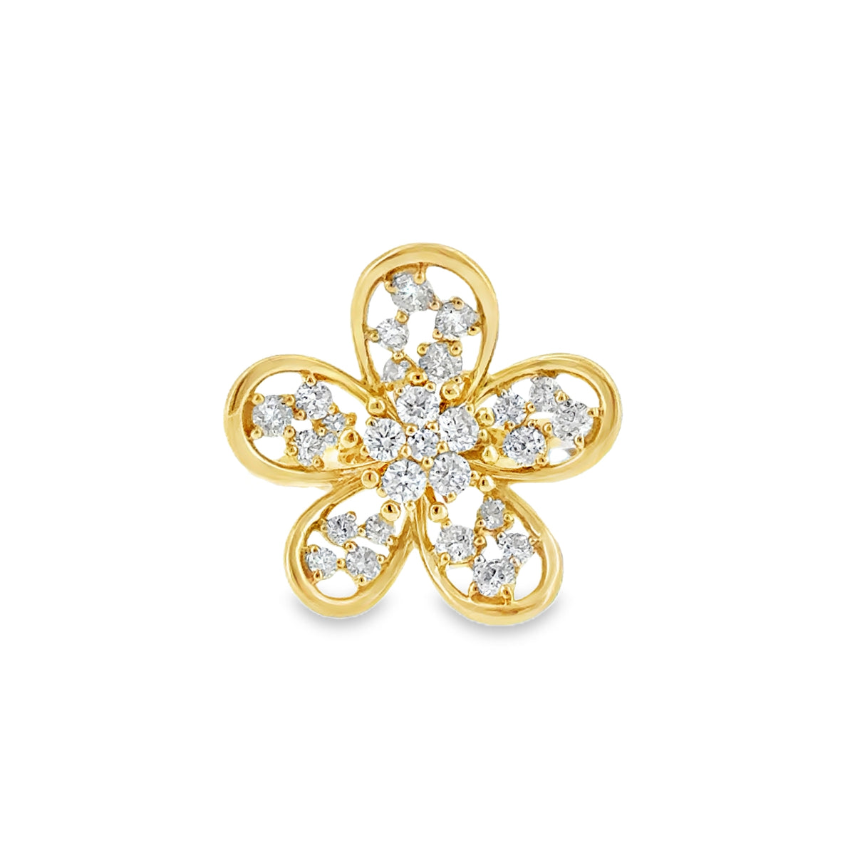 Gold & Scattered Diamond Flower Ring