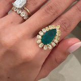 Emerald Pear & Yellow Diamond Cocktail Ring