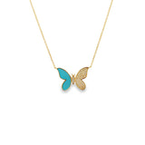 Pave Diamond & Turquoise Butterfly Necklace